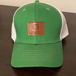 John Deere Green & White Cap with Brown Logo Patch NWOT